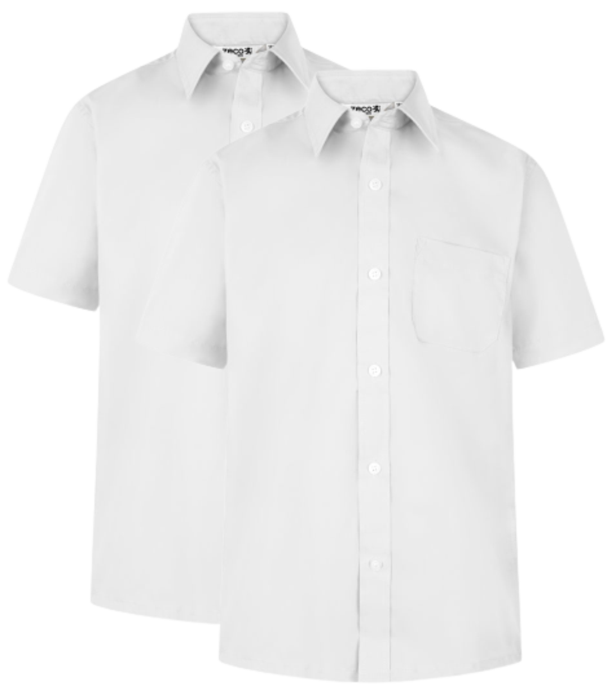 Non iron, regular fit, premium heavyweight fabric, button to neck, chest pocket, strenghted seams for durability. 65/35 Polyester Cotton.